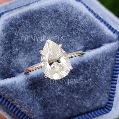 3 CT Pear Cut Diamond Engagement Ring Pear Halo Engagement - Etsy