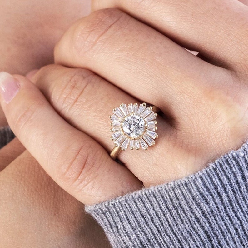 1.00 Ct Round Cut Moissanite Engagement Ring Vintage Art Deco Ring 14K White Gold Ring Round Cut Engagement Ring Anniversary Gift
