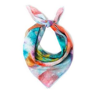 100% Silk Crepe de Chine Square Scarf with Hand-rolled Edges and illustrated pattern