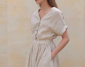 Linen Dress Cottagecore Linen Dress ...