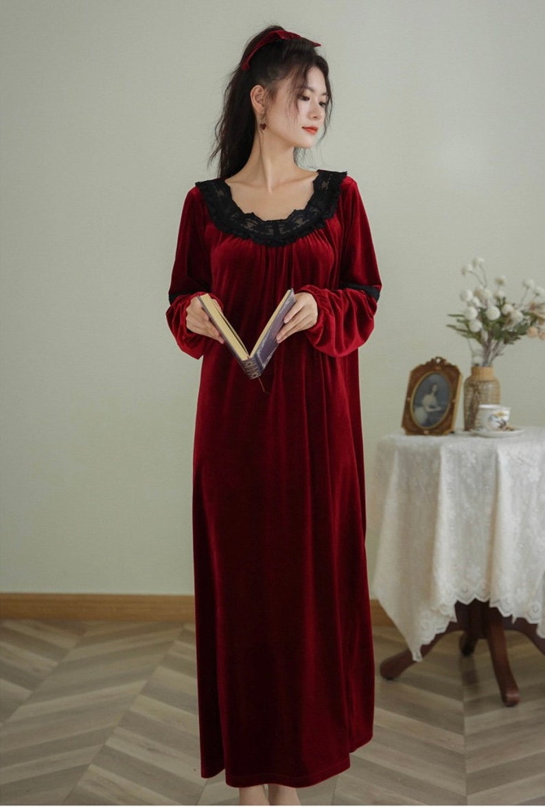 Soft Velvet Nightgown Comfort Warm Nightgown Perfect for the Etsy