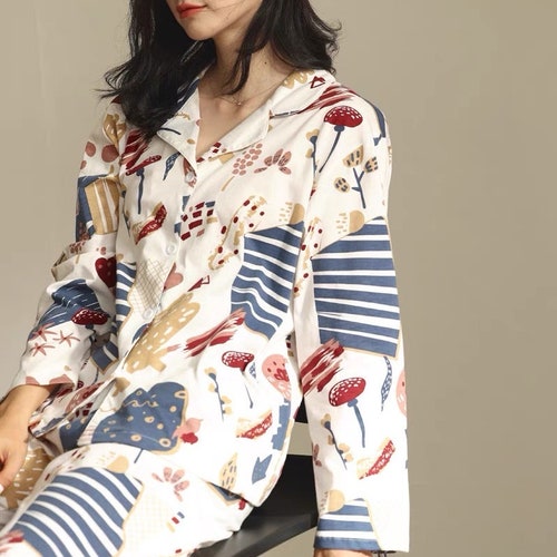 Mushroom Shirt Pajamas With Pockets Mushroom Sleepwear - Etsy New Zealand