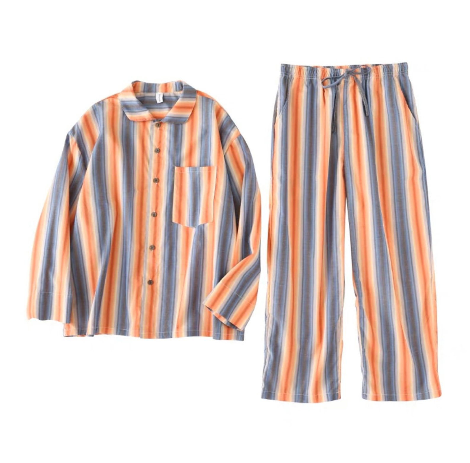 Blue Striped PJS Soft 100 Cotton Pajamas Blue PJS Etsy