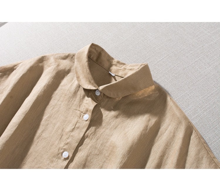 Minimalist Basic Linen Shirt / Short Sleeves Linen Blouse / - Etsy