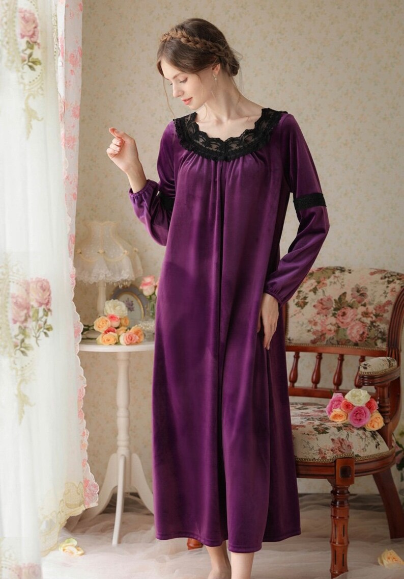 Soft Velvet Nightgown Comfort Warm Nightgown Perfect for the Etsy