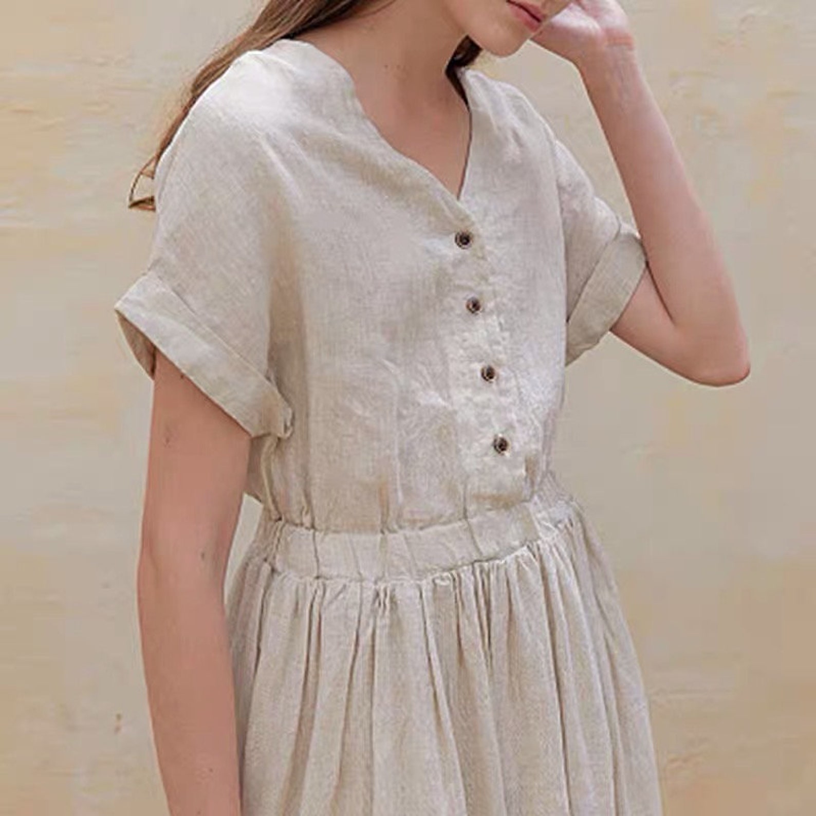 Linen Dress Vintage Linen Dress Cottagecore Linen Dress - Etsy