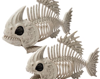 9.5" Posable Joints Fish Skeleton Decor Hallween Decorations, 2 Pcs