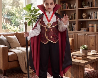 Halloween Gothic Costume for Kids, Vampire Cosplay Costume