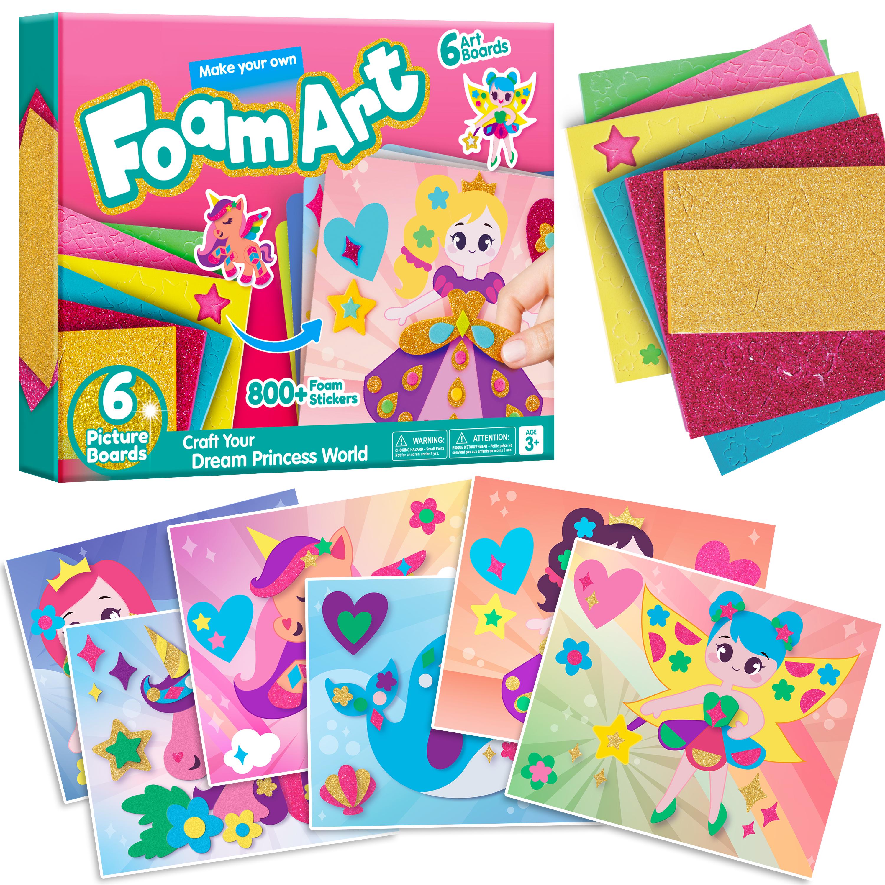 Kids Foam Art Kit, Sticker Puzzles, Princess Unicorn Mermaid Craft,…