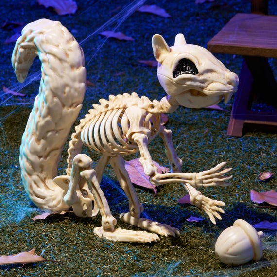 9.1" Posable Joints Spooky Skeleton Squirrel Figurine