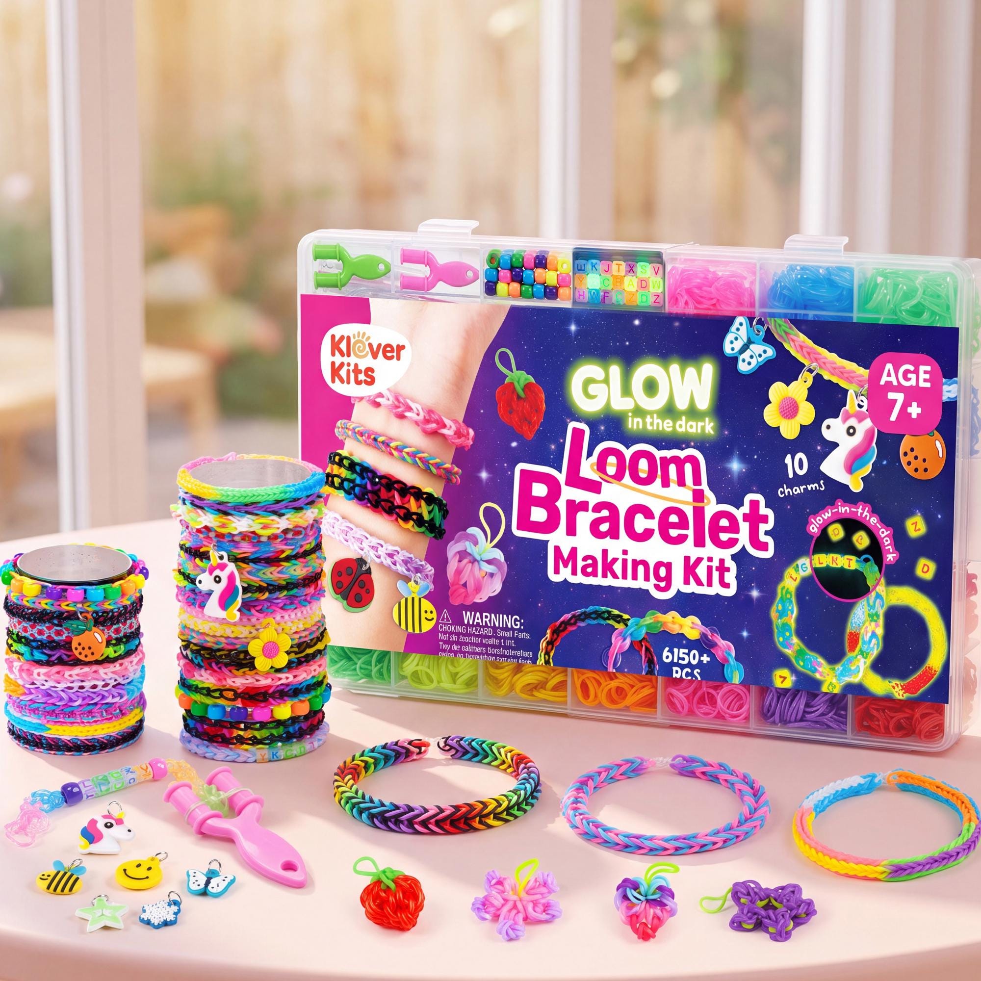 22 Glow in the Dark Crafts for Kids 7 Rubber Band Bracelet Making Kit Glow in The Dark Kids Bracelet…
