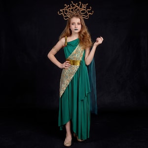 green dress medusa emerald green goddess dress