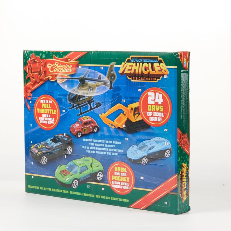 Sif Display Christmas Advent Calendar Diecast Cars Set, 24 Days Christmas Countdown ...