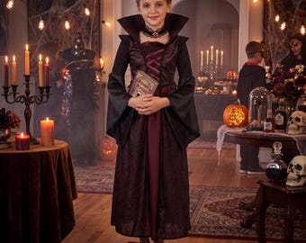 Royal Vampire Costume Set for Girls, Halloween Costume Kids Dress Up