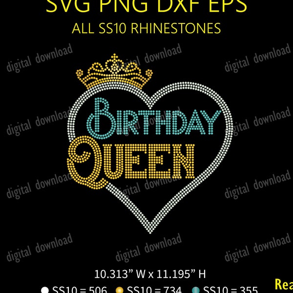 Crown Birthday queen Rhinestone template for cricut, Birthday queen SVG cut files, Birthday rhinestone svg, birthday shirt design png svg