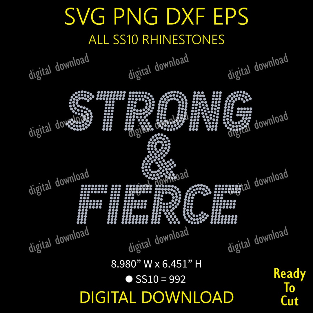 Strong & Fierce Rhinestone Template for Cricut, She is Strong SVG Cut ...