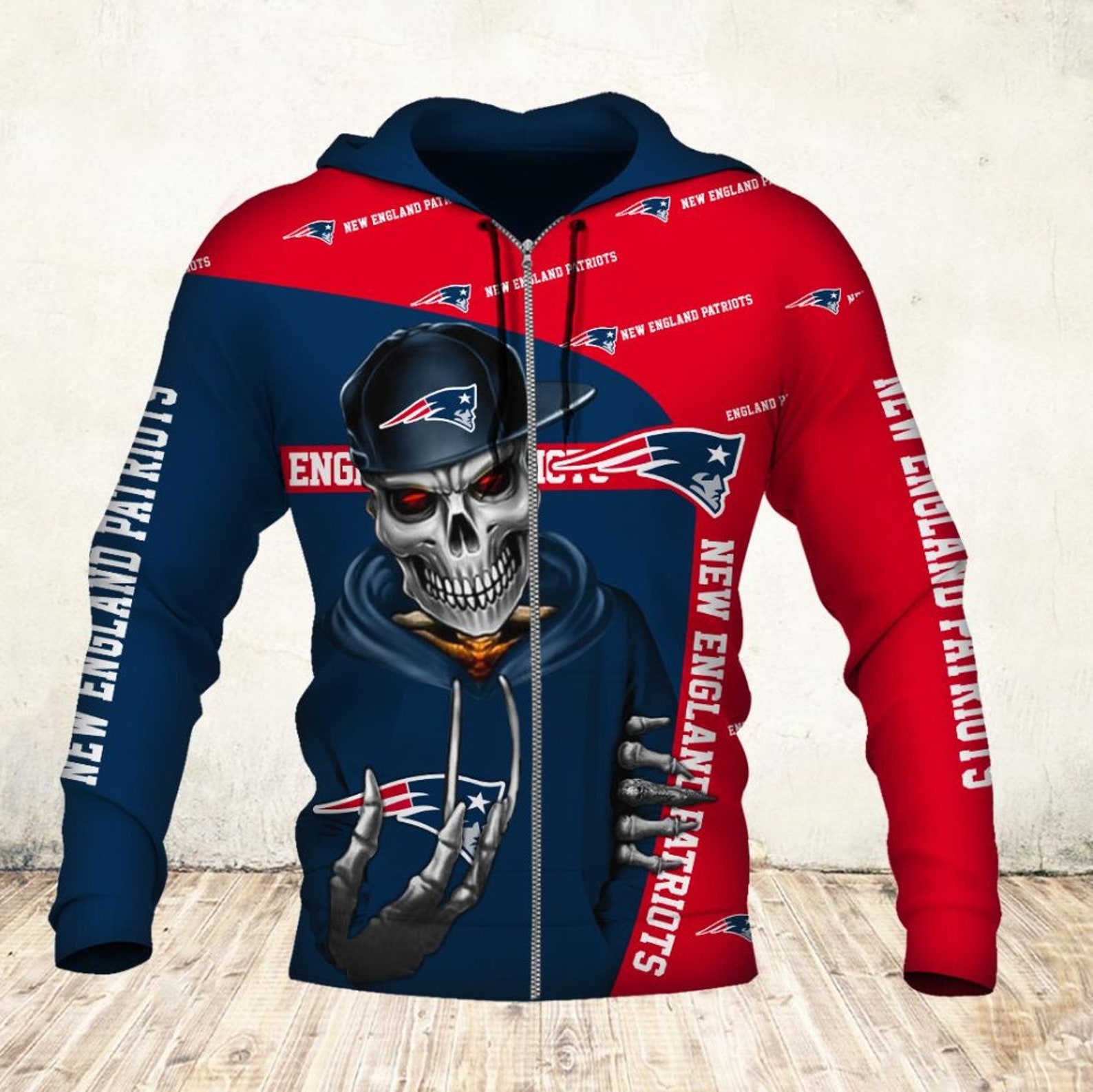 New England Patriots Skull Camo NFL Sport Hoodie Unisex Etsy