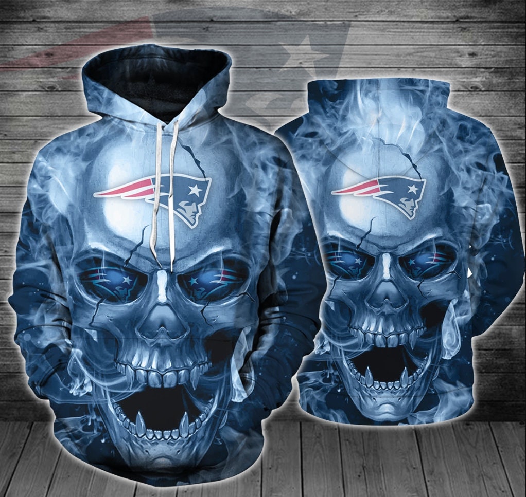New England Patriots Skull Fire NFL Sport Hoodie Unisex | Etsy