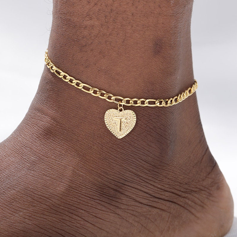 J Initial Anklet - Etsy