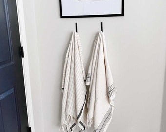 Softened Linen Bath Towel, Turkish Peshtemal Towel, Large Linen Towel, Organic Cotton Throw, Organic Spa Beach Towel, Striped Travel Towel