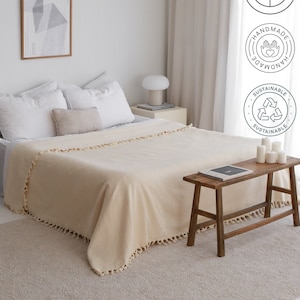 Organic Cotton Bedspread, Soft Cotton Throw Blanket, Summer Bed Cover, Couch Sofa Throw Blanket, King Coverlet, Home Gifts