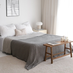Soft Organic Cotton Bedspread, Twin Full Size Bedspread, Gauze Blanket, Muslin Throw Blanket, Oversize King Bedspread, Gift For Mom
