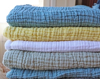 Soft Lightweight Muslin Bedspread, King Queen Cotton Throw Blanket, 4 Layer Muslin Coverlet, Organic Cotton Throw, Breathable Gauze Blanket