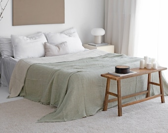 Organic Cotton Muslin Bedspread, Lightweight Gauze Blanket, Summer Bedspread King