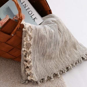 Soft Warm Tassel Throw Blanket, Organic Cotton Throw Blanket, Cotton Bedspread Queen, Couch Blanket, Summer Lightweight Bed Cover