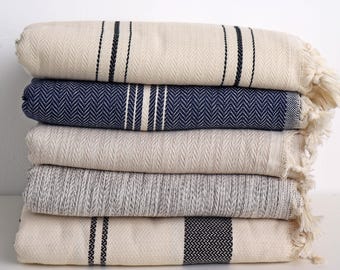 Soft Organic Throw Blanket, Decorative Throws for Couch Sofa, Cozy Cotton Blanket