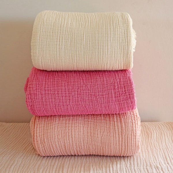 Oversize King Muslin Bedspread, Muslin Cotton Throw Blanket , Lightweight Summer Blanket, Large Bed Coverlet, Super Softened Throw Blanket
