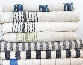 Softened Linen Bath Towel, Turkish Peshtemal Towel, Large Linen Towel, Organic Cotton Throw, Organic Spa Beach Towel, Striped Travel Towel