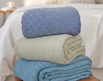 Organic Cotton Bedspread, Lightweight Gauze Throw Blanket, Muslin Bed Cover