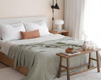 Mousseline katoenen sprei, zachte gaasdeken, GOTS-gecertificeerd, queensize kingsize sprei