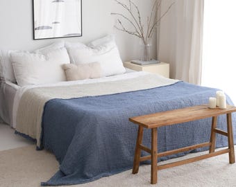Oversized Gauze Throw Blanket, Muslin Cotton Throw Blanket, Soft Bed Coverlet, Lightweight Summer Bed Spread, Organic Gauze Throw Blanket