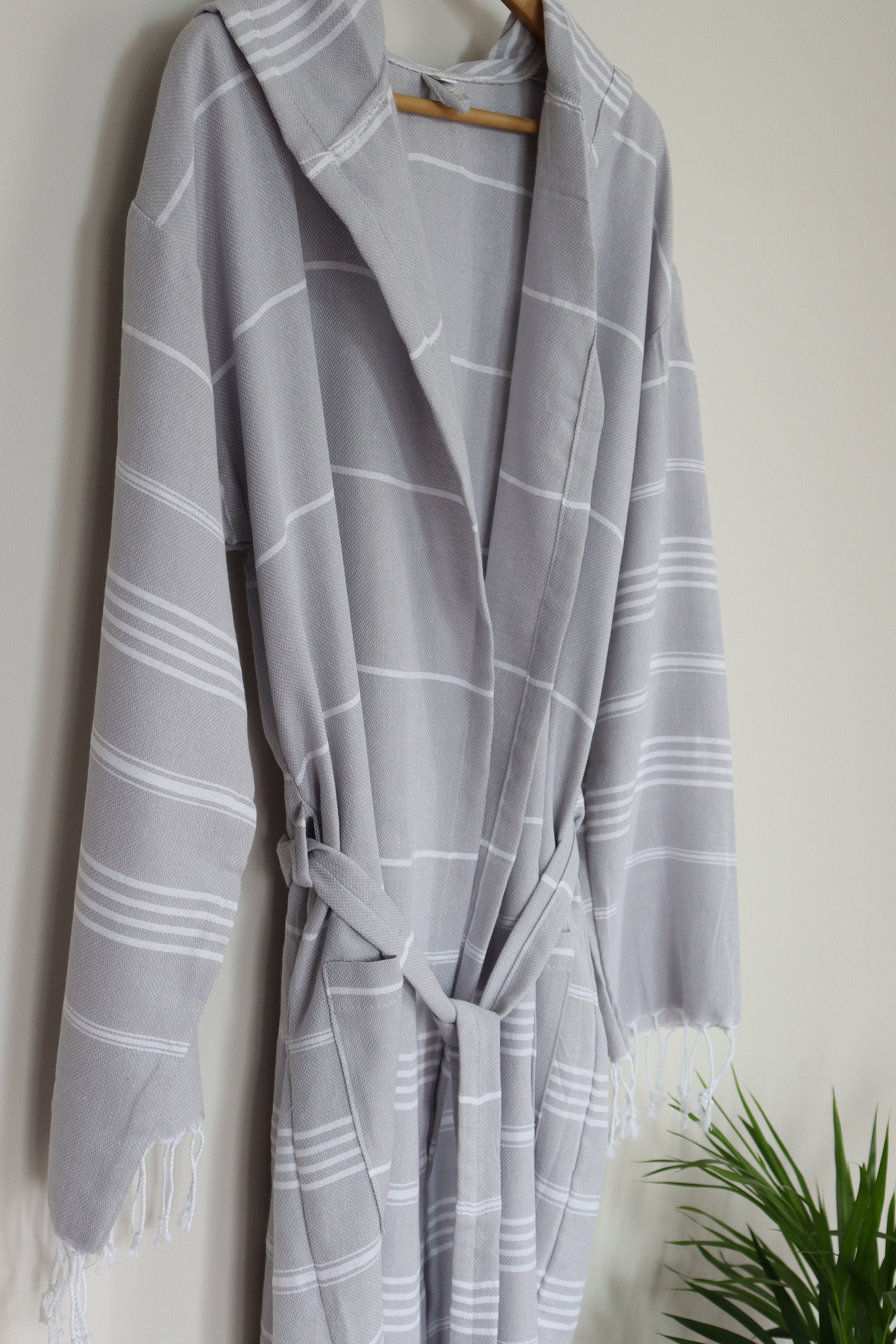 Robe Free Kleding Dameskleding Pyjamas & Badjassen Jurken Delivery Towel in UK Gift Turkish Best Natural Stripe Beige Cotton Grey Set 