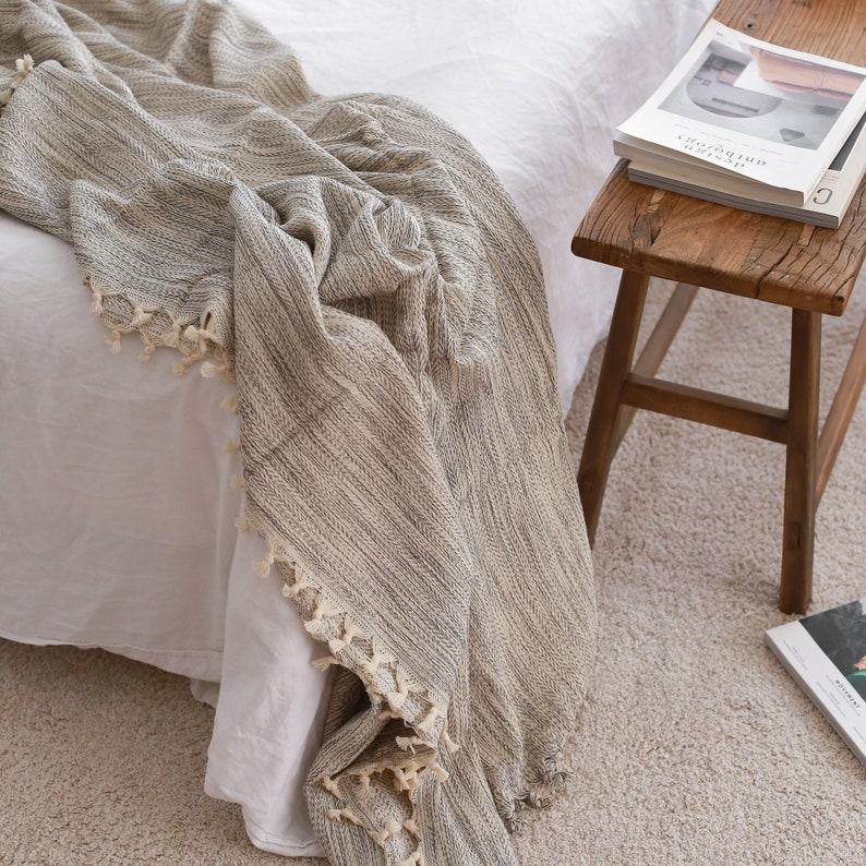 Weiche, warme Quaste, Decke, Decke aus Bio-Baumwolle, Decke aus Baumwolle, Königin König, Sofa Couch Decke, leichte große Bettdecke Bild 3