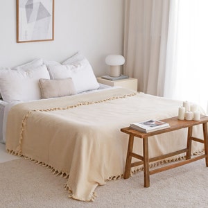 100% Turkish Cotton Blanket, Queen King Bedspread, Twin Full Size Bed Cover, Housewarming Gift