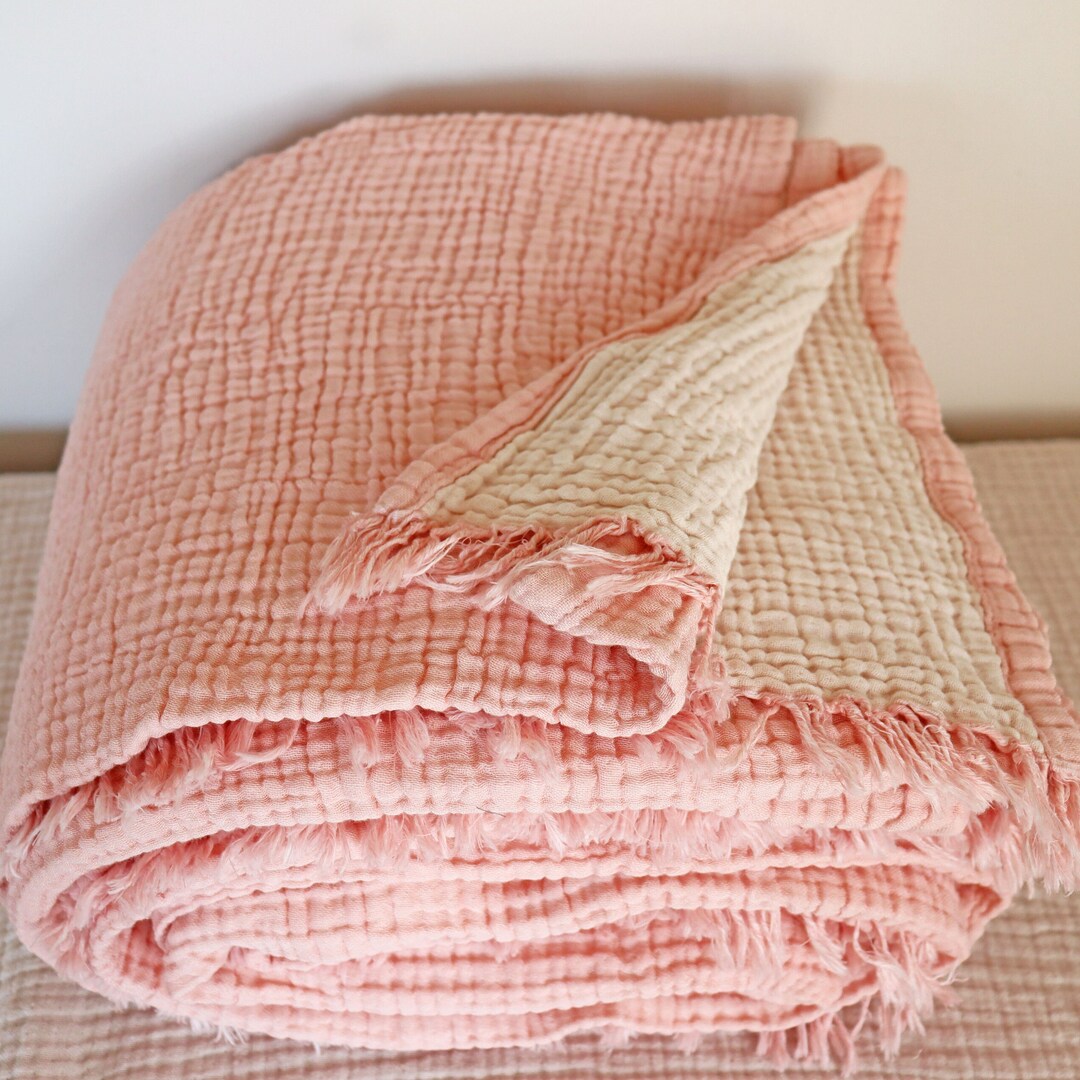 Soft Gauze Throw Blanket, Muslin Bedspread Queen, King Size Coverlet