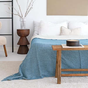 Organic Gauze Bed Cover, Turkish Cotton Bedspread, Soft Muslin Throw Blanket, Oversized King Bedspread, 12 Colors Options, Housewarming Gift