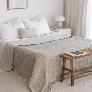 Soft Oversize Bedspread King Queen, Turkish Cotton Bed Spread, Twin Full Size Coverlet, Organic Cotton Throw Blanket, Farmhouse Blanket