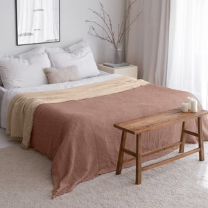 Soft Bedspread Queen, Oversize King Bedspread, Summer Blanket, Muslin Throw Blanket, Gauze Bed Cover, Housewarming Gift, Brown Bedspread