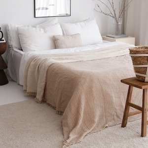 Muslin Bedspread Queen King, Cotton Bedspread Twin Full, Organic Cotton Throw, Lightweight Blanket, King Size Coverlet, Home Gift Wife Gifts