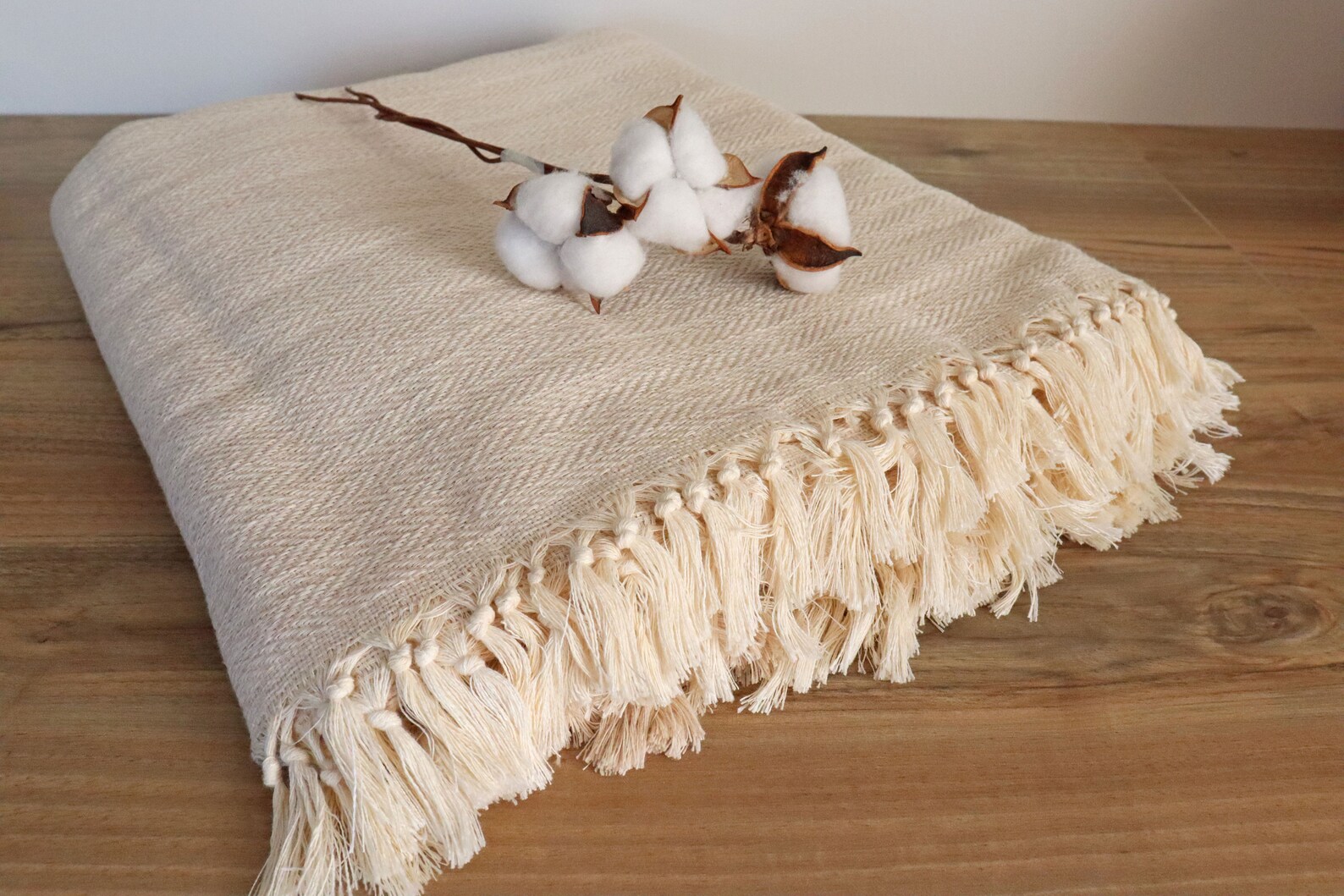 Herringbone Cotton Throw Blanket Boho Picnic Blanket White Etsy