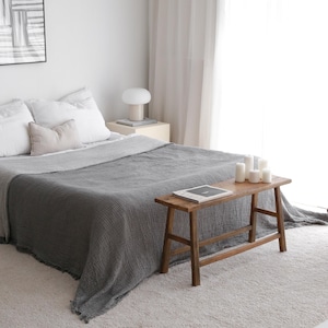 100% Turkish Cotton Blanket, Muslin Bed Cover, Soft Lightweight Blanket, Organic Cotton Throw, Twin Full Size Bedspread, King Size Coverlet