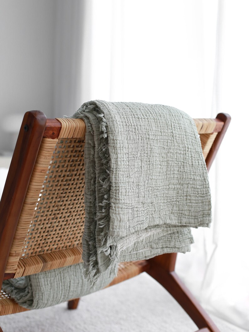 MUSLIN GAUZE THROW Blanket 4 Layer Muslin Boho Cotton Rust Etsy