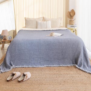 Muslin Cotton Throw Blanket, Organic Cotton Throw Blanket, Twin Queen Size Bedspread, Soft King Bedspread, King Size Coverlet, Home Gifts