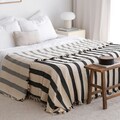 King Bed Throw Blanket, Cotton Coverlet Queen, Striped Throw Blanket, King Size Bedspread, Soft Warm Tassel Blanket, Bed Spread Queen, Zebra