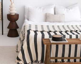 Boho-deken voor bed, katoenen sprei koningin, boerderijdeken