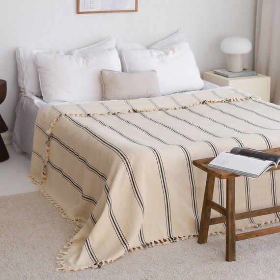 Sofa Couch Throw Blanket, Organic Cotton Throw, Twin Full Bedspread, Sofa Cover, Housewarming Gift